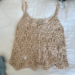 Tan crochet tank
